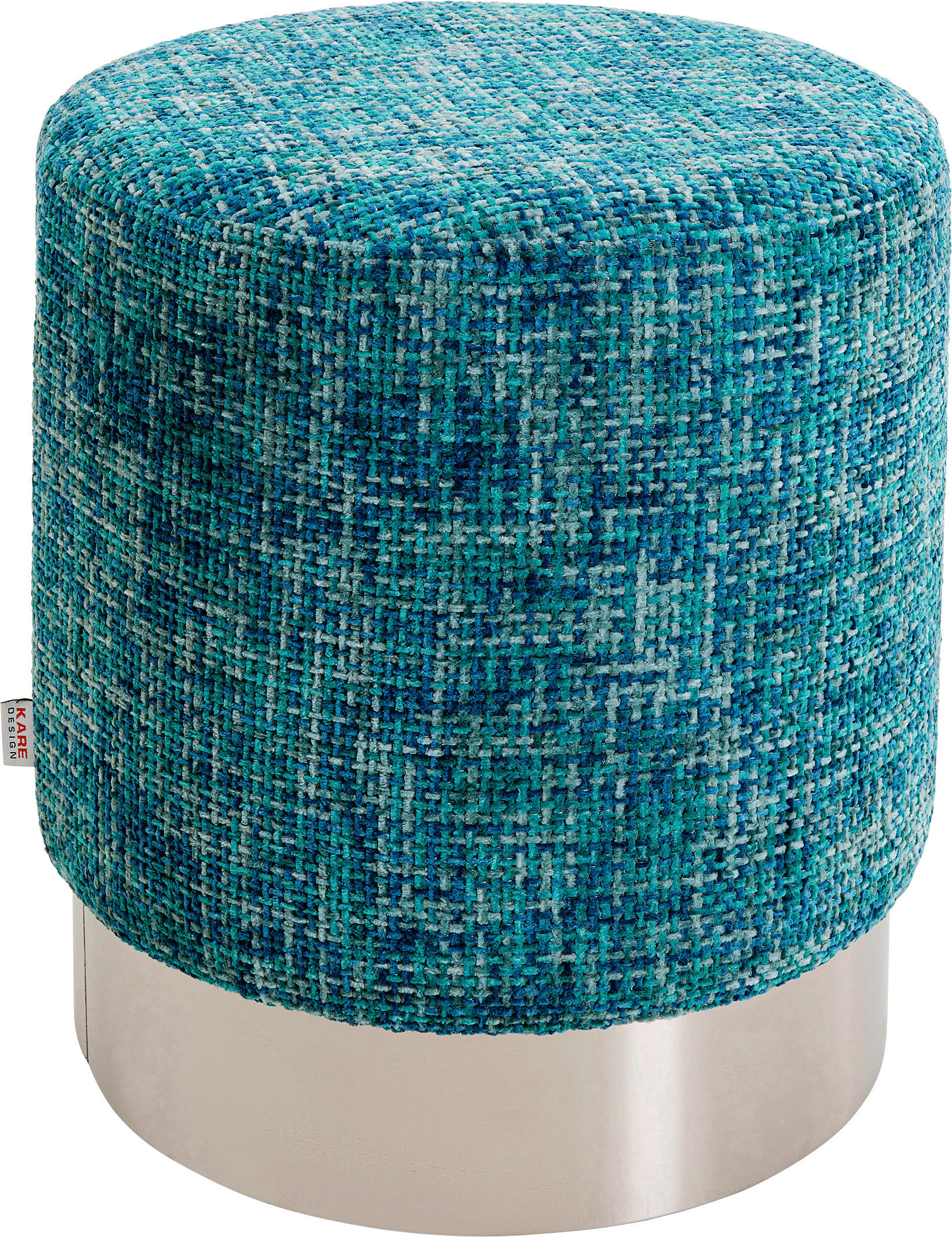 HOCKER Webstoff Silberfarben, Hellblau  - Silberfarben/Hellblau, KONVENTIONELL, Textil/Metall (39/47/39cm) - Kare-Design
