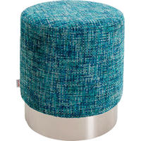 HOCKER Webstoff Silberfarben, Hellblau  - Silberfarben/Hellblau, KONVENTIONELL, Textil/Metall (39/47/39cm) - Kare-Design