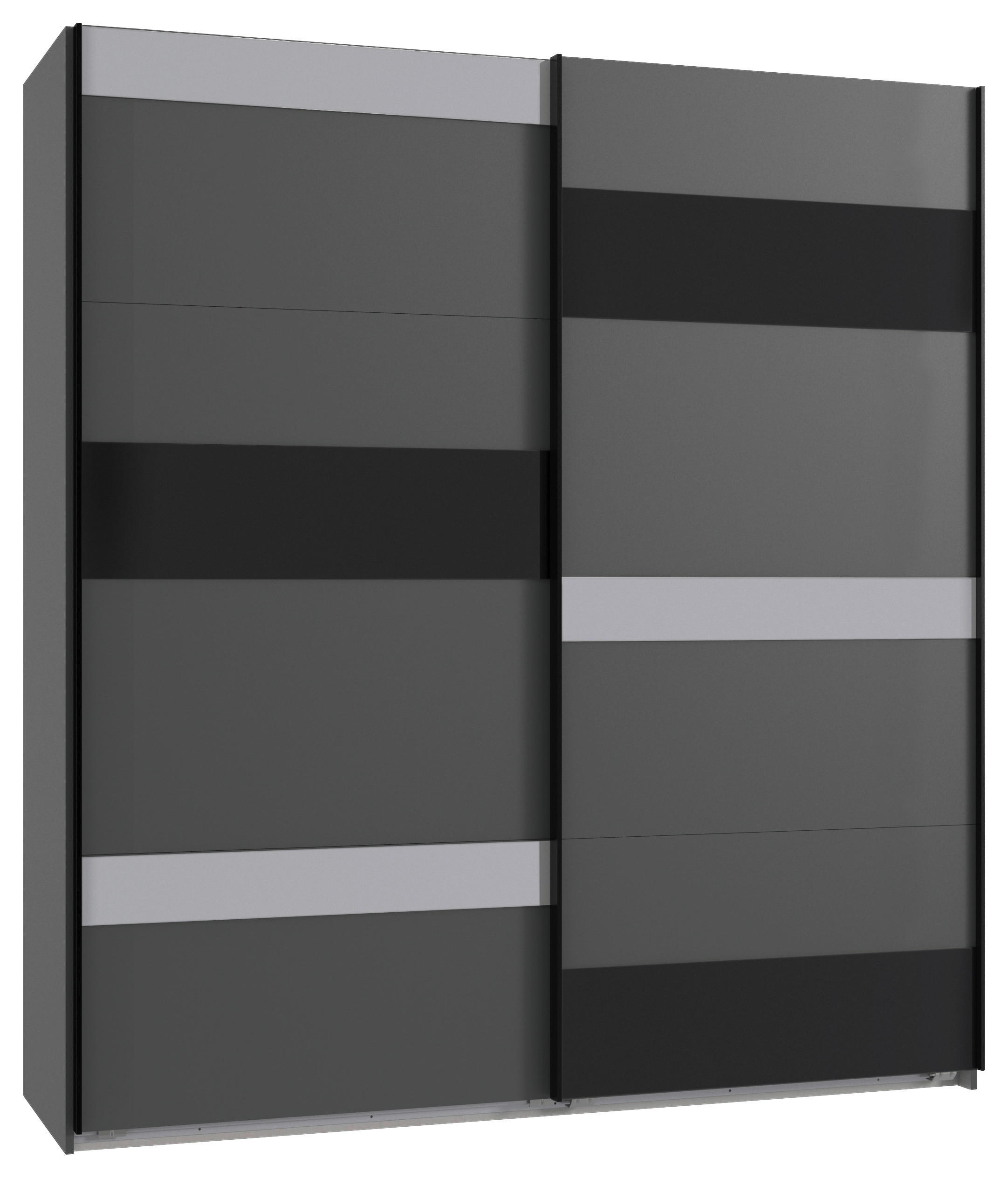 SCHWEBETÜRENSCHRANK  in Graphitfarben, Schwarz, Grau  - Hellgrau/Graphitfarben, MODERN, Glas/Holzwerkstoff (180/210/65cm) - MID.YOU