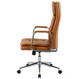 CHEFSESSEL Lederlook Chromfarben, Cognac  - Chromfarben/Cognac, KONVENTIONELL, Leder/Kunststoff (63,5/113/120,5/65,5cm) - Novel