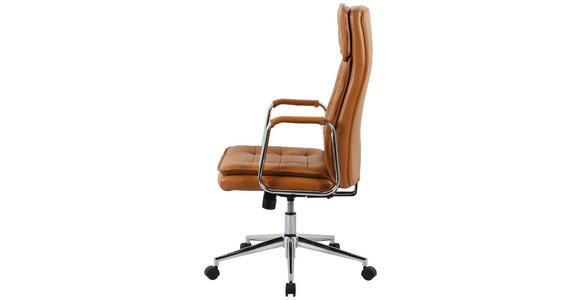 CHEFSESSEL Lederlook Chromfarben, Cognac  - Chromfarben/Cognac, KONVENTIONELL, Leder/Kunststoff (63,5/113/120,5/65,5cm) - Novel
