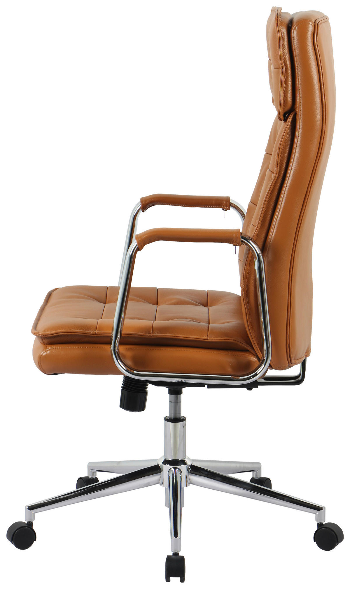KANCELÁRSKE KRESLO, vzhľad kože, chrómová, koňaková - chrómová/koňaková, Konventionell, kov/koža (63,5/113/120,5/65,5cm) - Novel