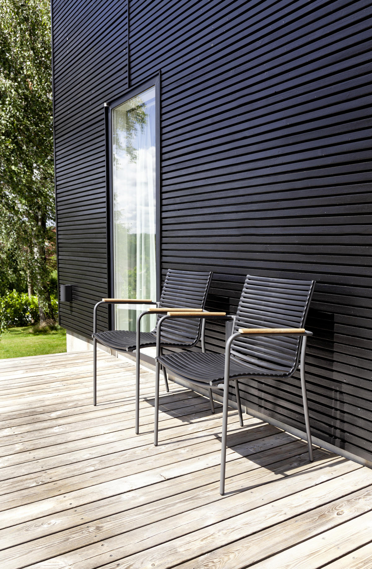 STAPELSTUHL in Kunststoff Anthrazit, Schwarz, Teakfarben  - Anthrazit/Schwarz, KONVENTIONELL, Holz/Kunststoff (60/84/56cm) - Gardenson