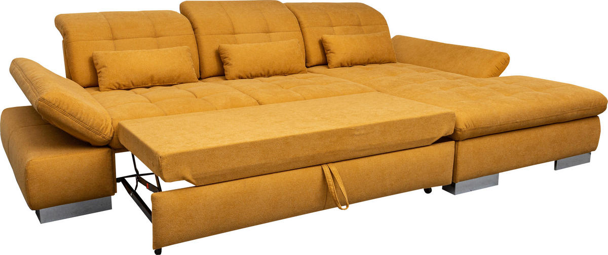 ÜLŐGARNITÚRA textil mustársárga  - mustársárga/fekete, Basics, műanyag/textil (305/79-96/199cm) - Andante