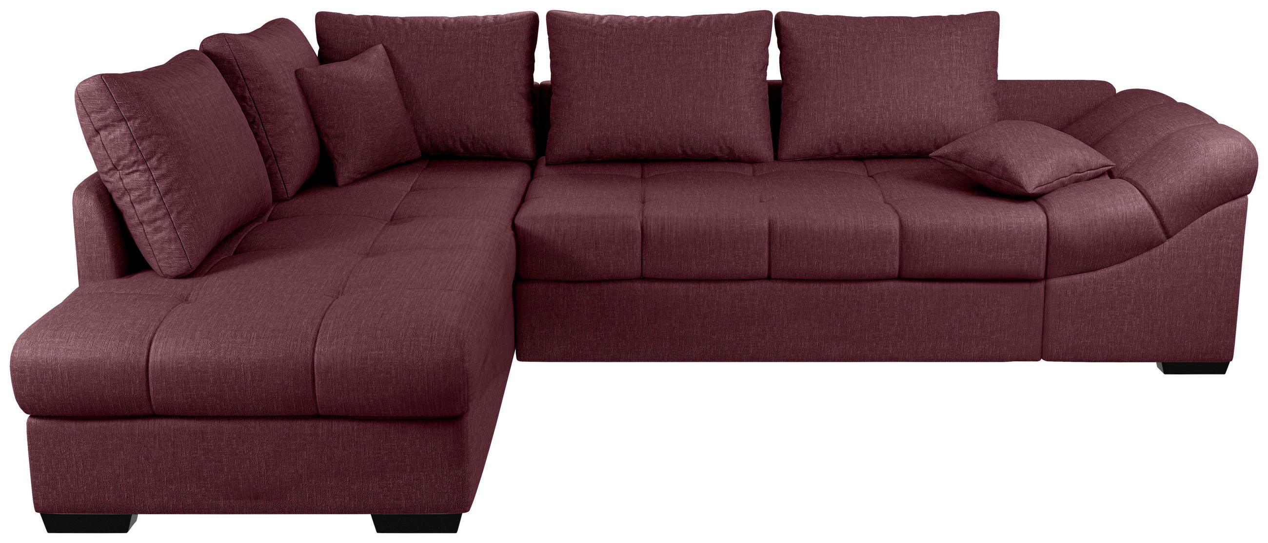 ECKSCHLAFSOFA Bordeaux Mikrofaser  - Bordeaux/Schwarz, MODERN, Holz/Textil (202/298cm) - MID.YOU