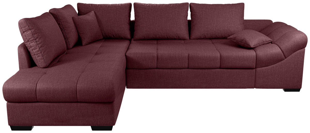 ECKSCHLAFSOFA Bordeaux Mikrofaser  - Bordeaux/Schwarz, MODERN, Holz/Textil (202/298cm) - MID.YOU