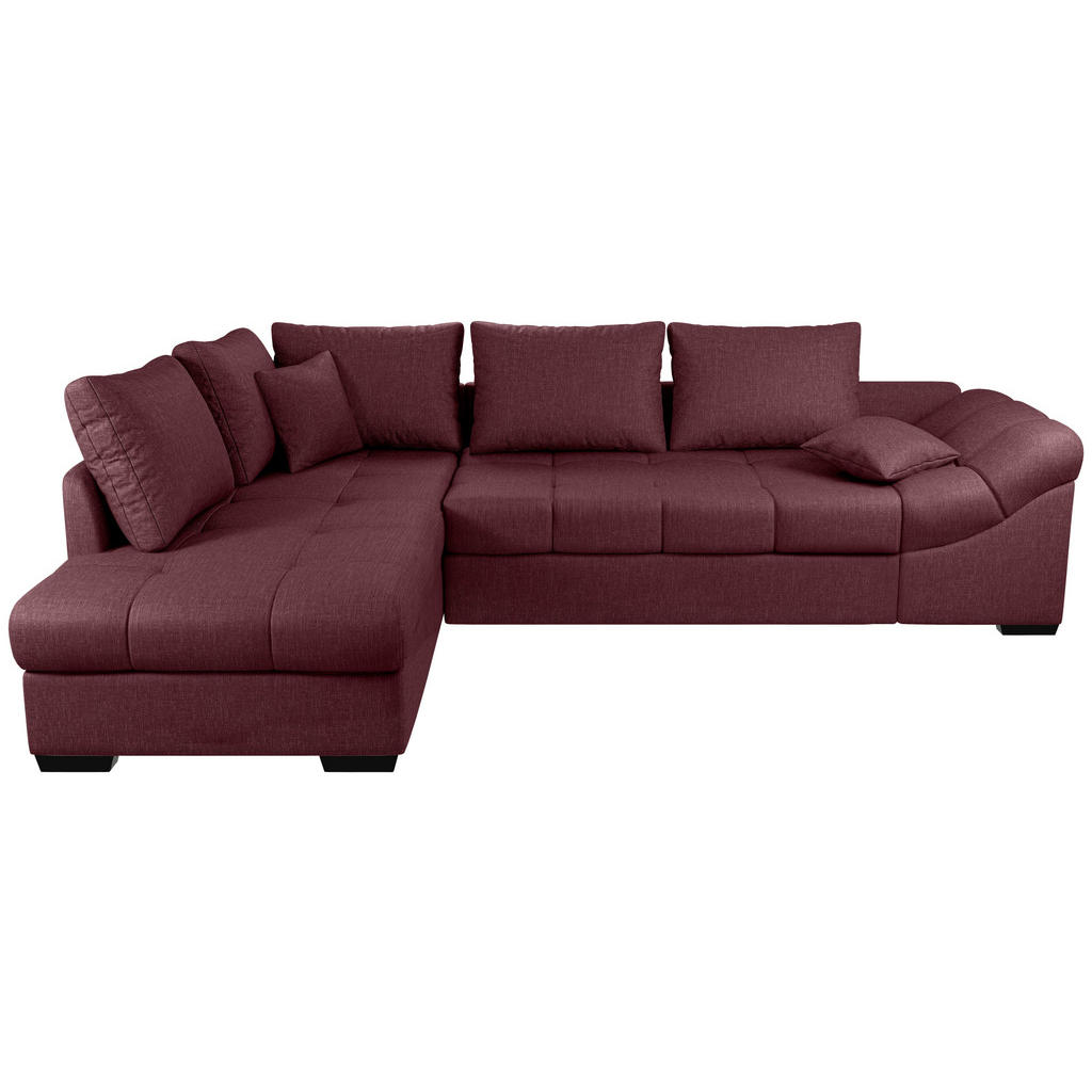 Thumbnail - Mid.you Eckschlafsofa Alvito, Bordeaux, Textil, Buche, Uni, 4-Sitzer, Füllung: Schaumstoff, 298x202 cm, Made in EU, Lieg...