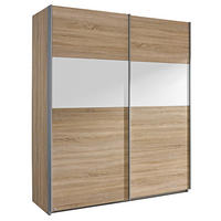 SCHWEBETÜRENSCHRANK in Weiß, Sonoma Eiche  - Alufarben/Weiß, Design, Holzwerkstoff/Metall (181/210/62cm) - Carryhome