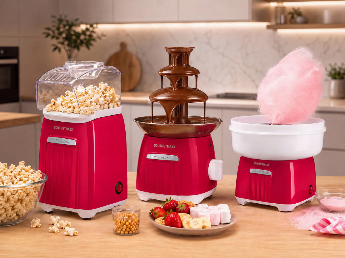 POPCORNMASCHINE Retro  - Rot/Weiß, Basics, Kunststoff/Metall (14,3/12,3/27cm) - GOURMETMAXX