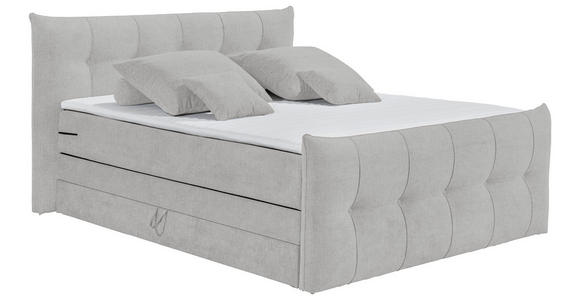 BOXSPRINGBETT 180/200 cm in Hellgrau - Hellgrau/Schwarz, Basics, Holzwerkstoff/Kunststoff (180/200cm) - Esposa
