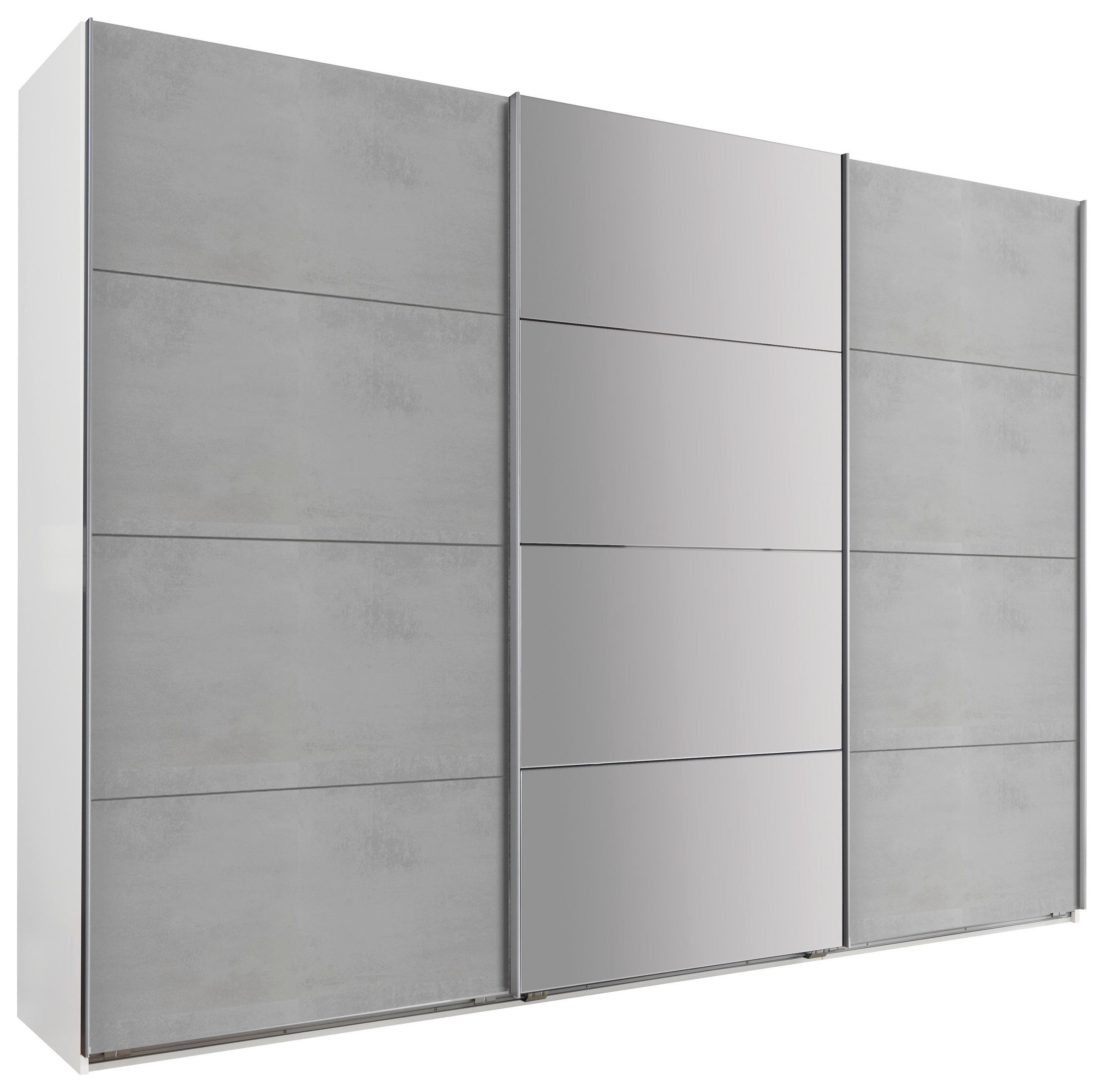 GARDEROB MED SKJUTDÖRRAR 270/210/65 cm 3-dörrar - vit/aluminiumfärg, Design, metall/trämaterial (270/210/65cm) - Carryhome