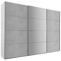 GARDEROB MED SKJUTDÖRRAR 270/210/65 cm 3-dörrar - vit/aluminiumfärg, Design, metall/trämaterial (270/210/65cm) - Carryhome