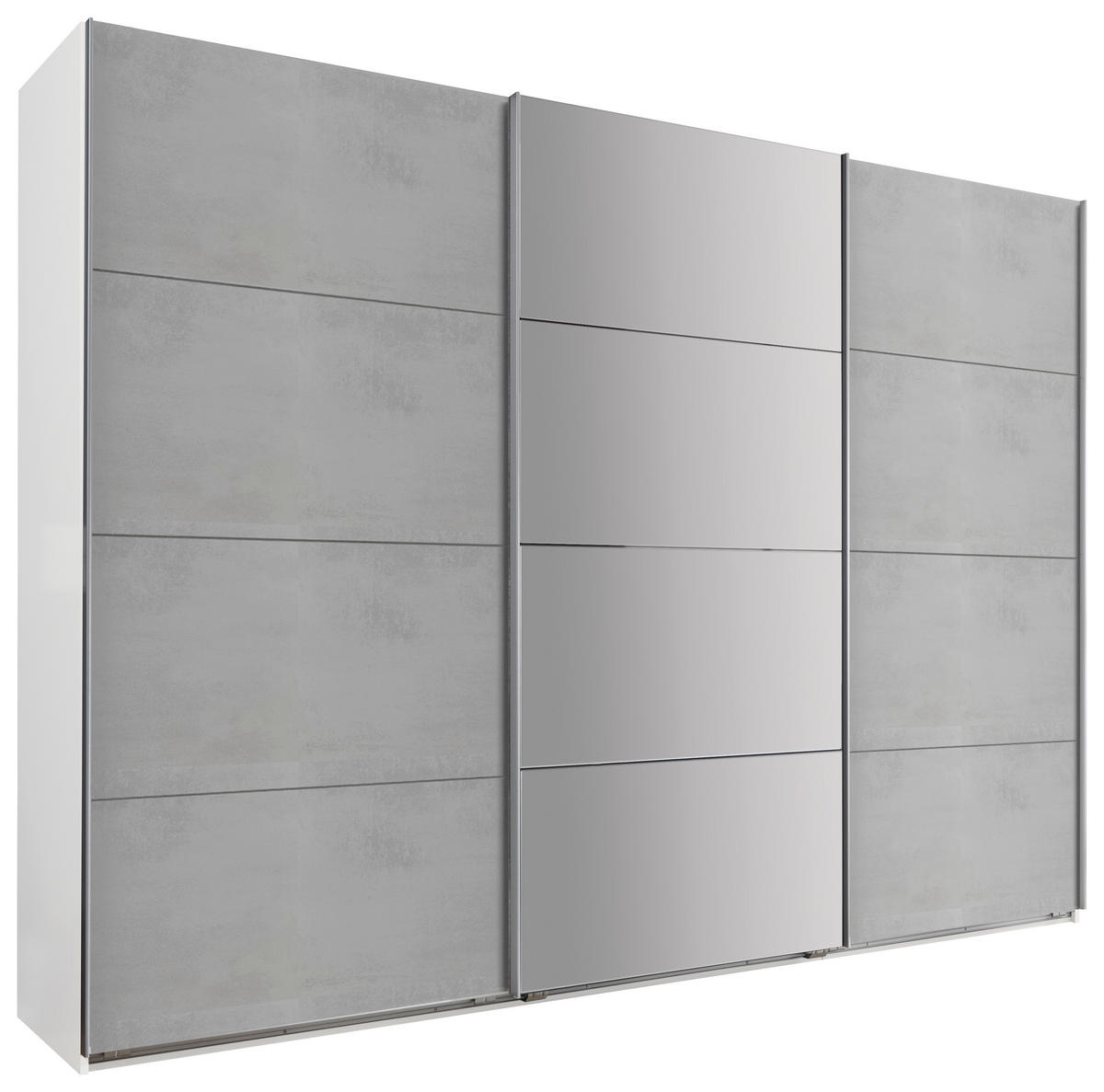 GARDEROB MED SKJUTDÖRRAR 270/210/65 cm 3-dörrar - vit/aluminiumfärg, Design, metall/trämaterial (270/210/65cm) - Carryhome