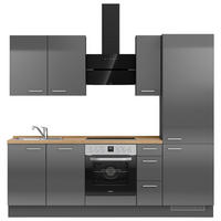 KÜCHENBLOCK 240 cm   in Eichefarben, Schieferfarben  - Schieferfarben/Edelstahlfarben, MODERN, Holzwerkstoff/Metall (240cm) - Nobilia