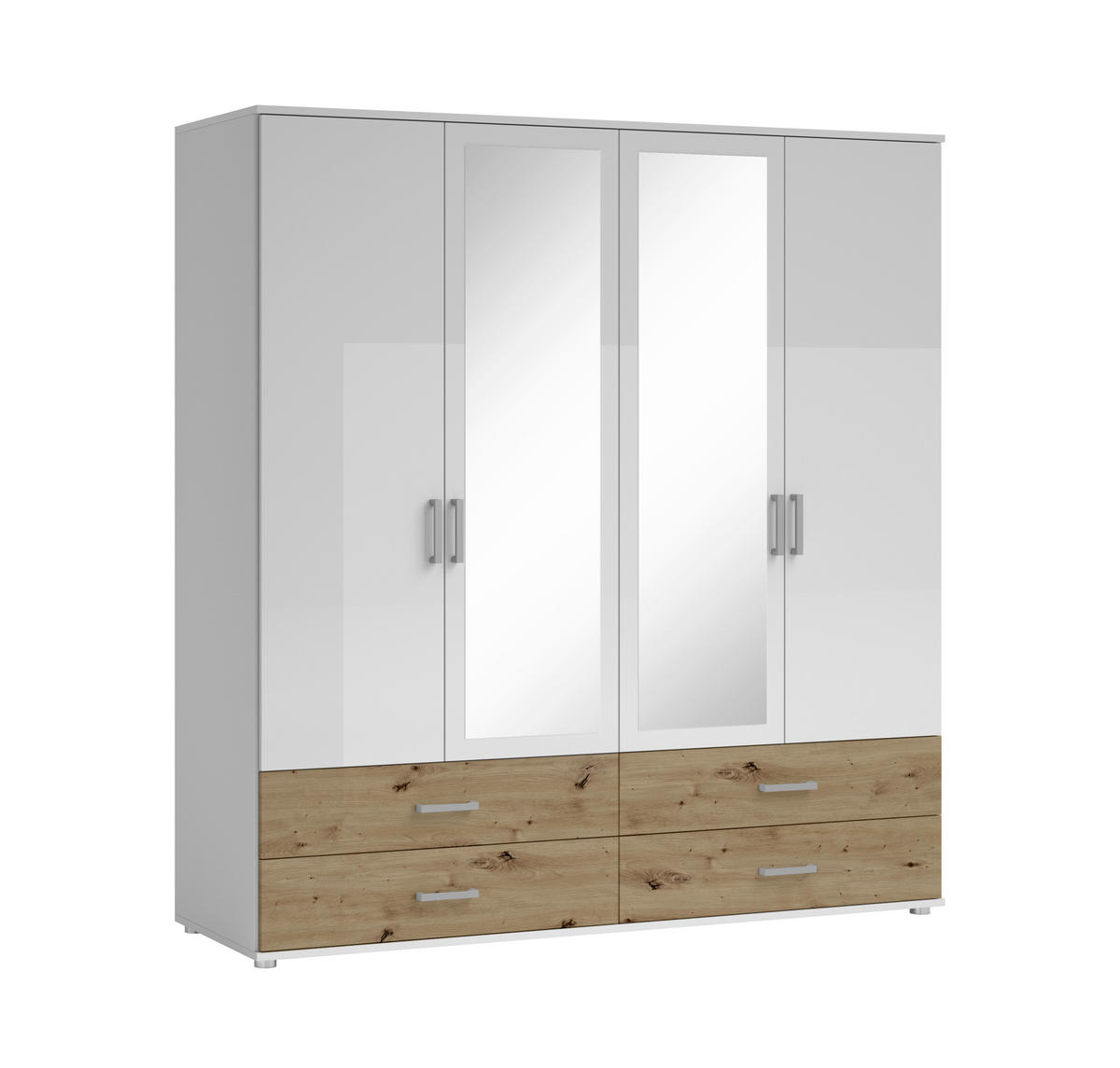 Șifonier, 180/190/51 cm, alb, stejar Artisan - alb/stejar Artisan, Konventionell, plastic/sticlă (180/190/51cm) - Carryhome