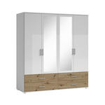 KLEIDERSCHRANK  in Weiß, Eiche Artisan  - Alufarben/Weiß, KONVENTIONELL, Glas/Holzwerkstoff (180/190/51cm) - Carryhome