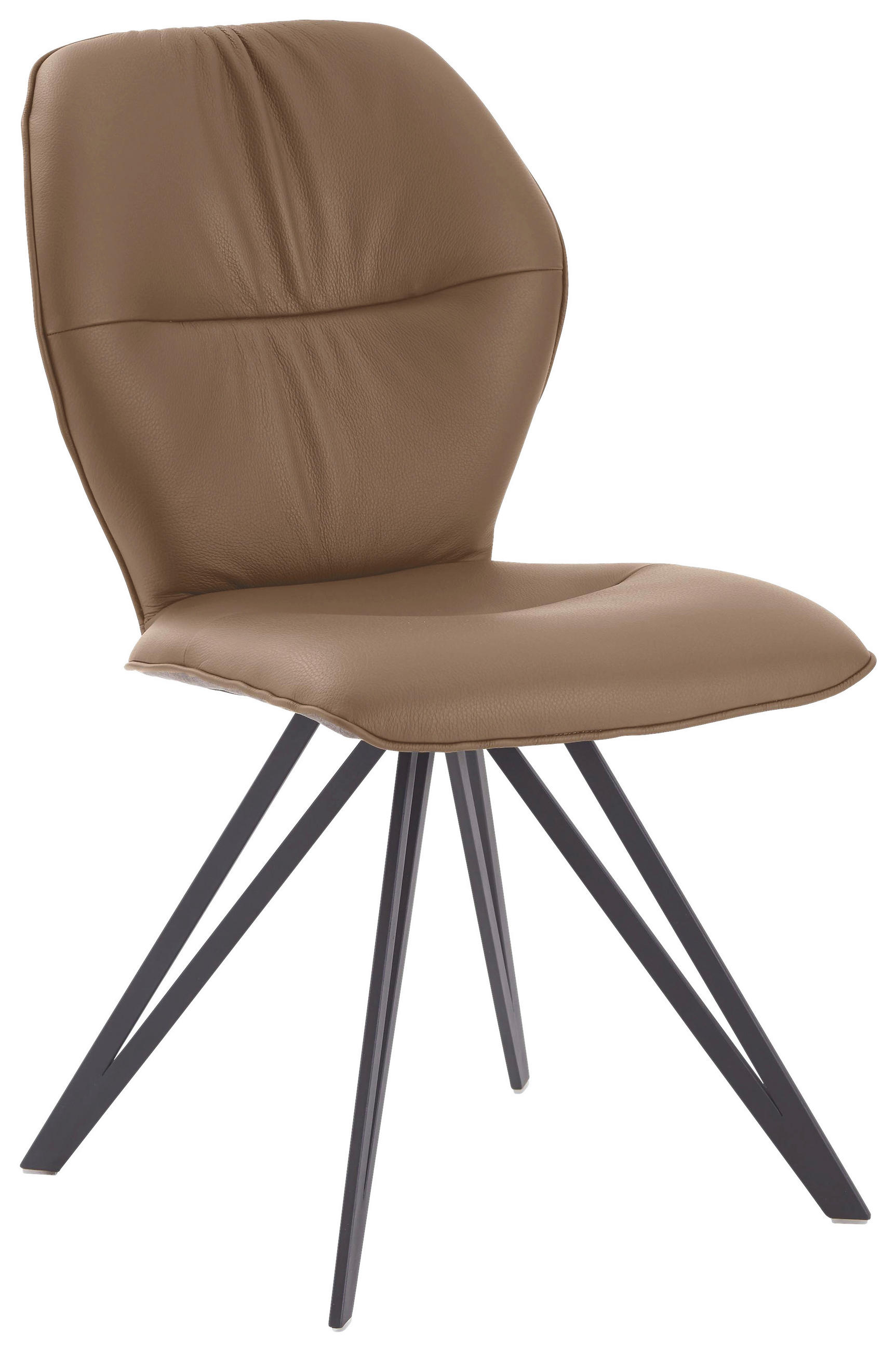 STUHL  in Eisen Echtleder pigmentiert Metall, Textil, Leder  - Taupe/Schlammfarben, Design, Leder/Textil (58/91/59cm) - Valdera