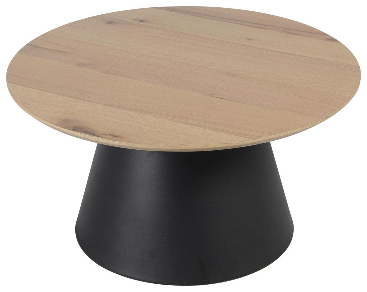 COUCHTISCH Eiche furniert 78/78/41 cm rund Schwarz, Eichefarben  - Eichefarben/Schwarz, KONVENTIONELL, Holz/Metall (78/78/41cm) - Stylife