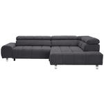 ECKSOFA in Velours Dunkelgrau  295/201 cm  - Dunkelgrau/Silberfarben, Design, Textil/Metall (295/201cm) - Hom`in