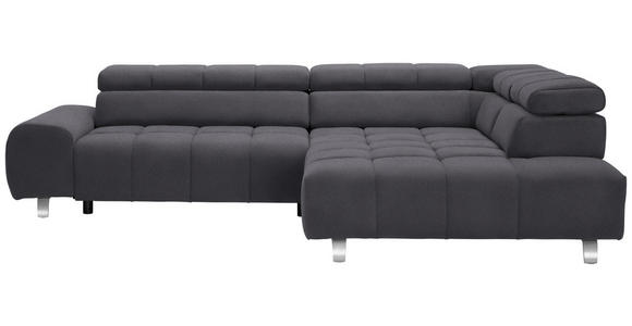 ECKSOFA in Velours Dunkelgrau  295/201 cm  - Dunkelgrau/Silberfarben, Design, Textil/Metall (295/201cm) - Hom`in