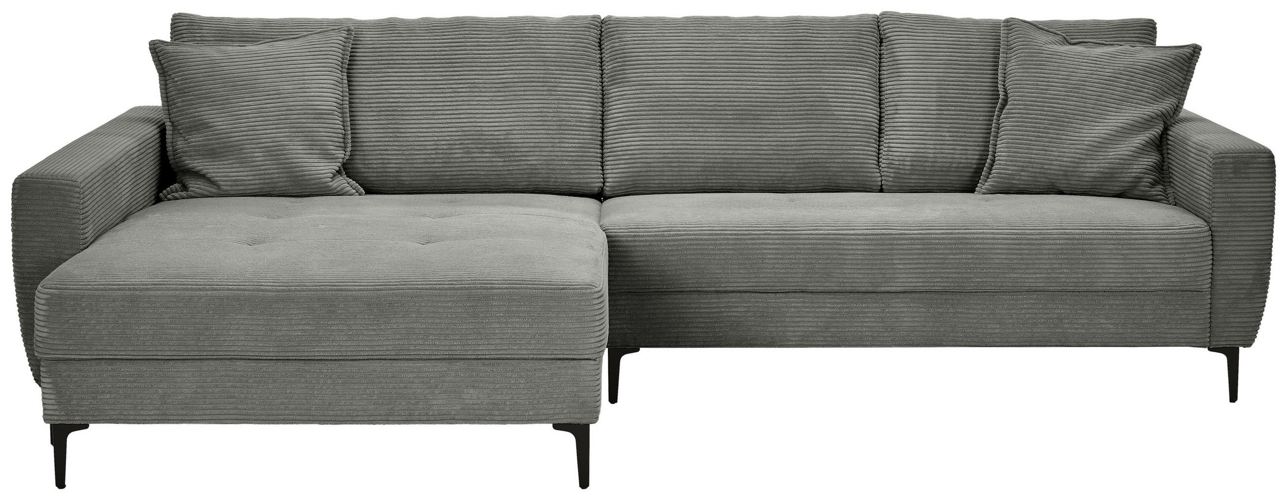 ECKSOFA in Cord Grau  - Schwarz/Grau, Design, Textil/Metall (174/283cm) - Xora