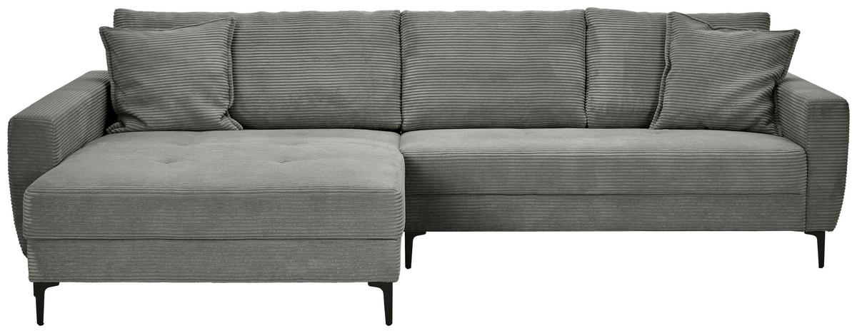 ECKSOFA in Cord Grau  174/283 cm  - Schwarz/Grau, Design, Textil/Metall (174/283cm) - Xora