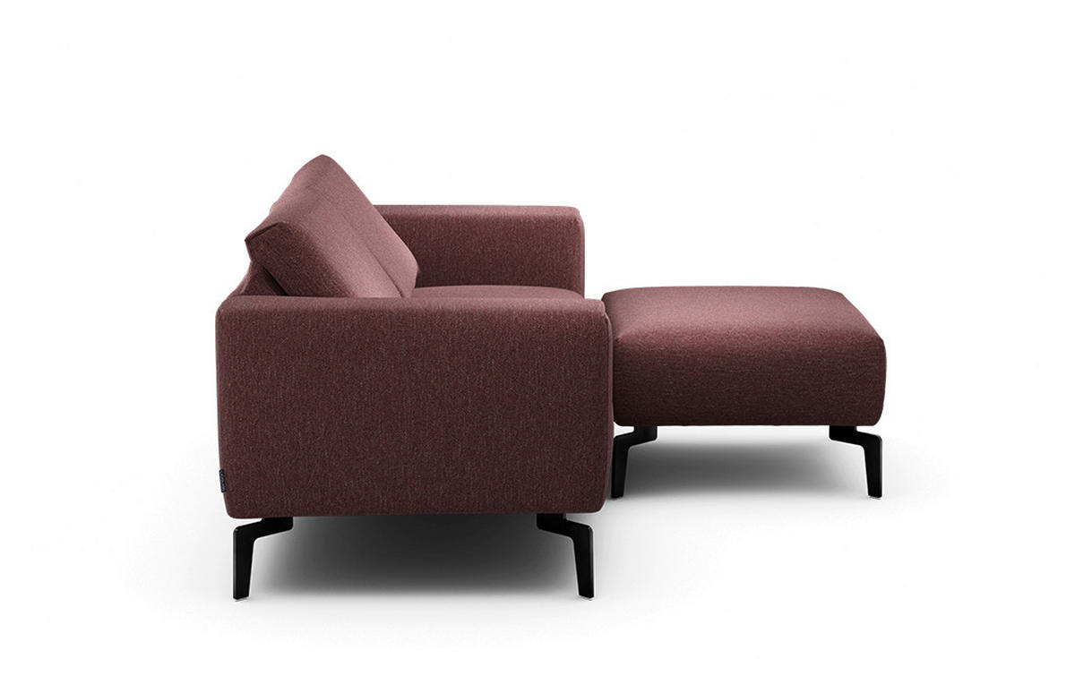 Zweisitzer inkl. Hocker Chenille Rot  - Rot/Schwarz, Design, Textil/Metall (180/86/86-94cm) - SENSOO