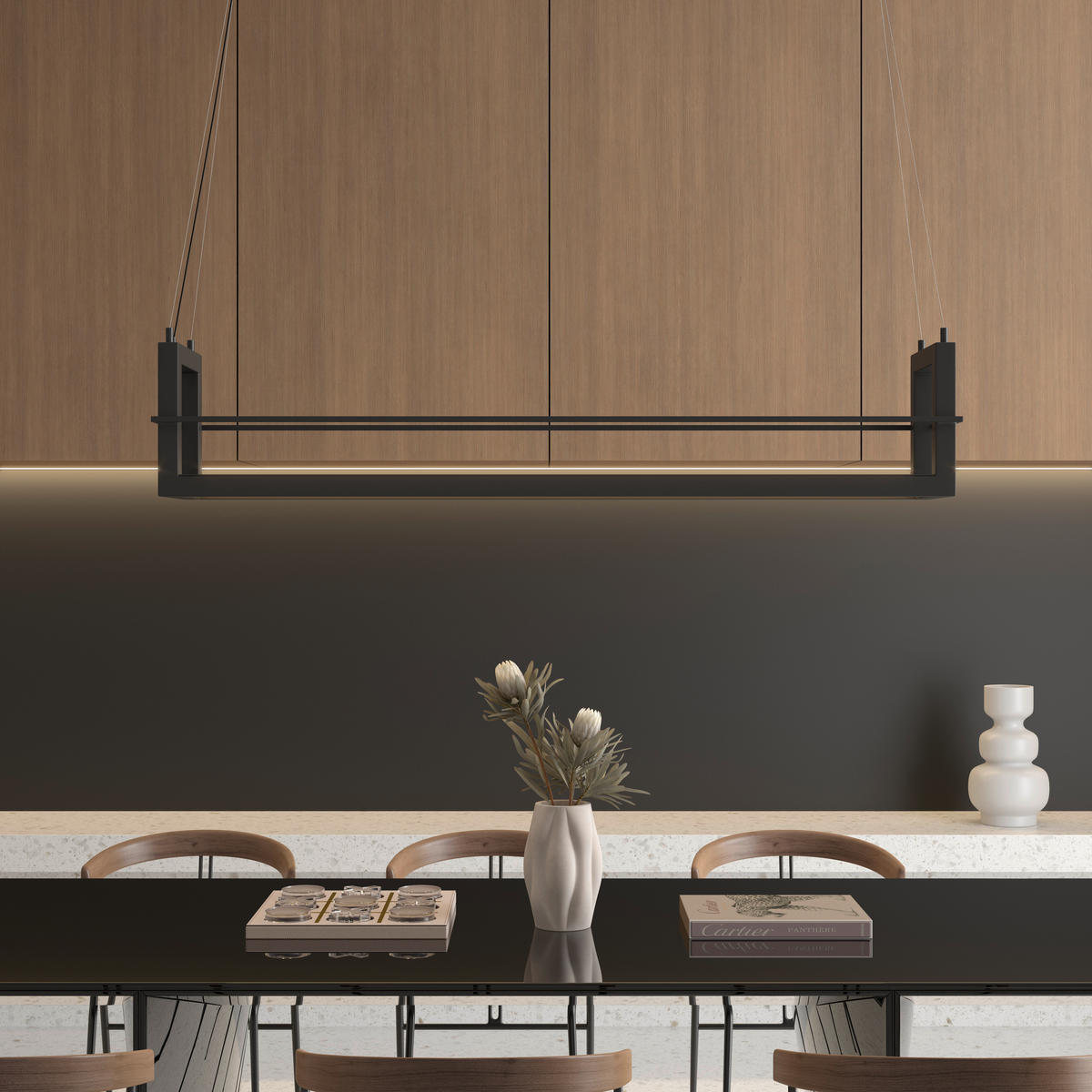 LED-HÄNGELEUCHTE Bury 118/22/150 cm   - Schwarz, Design, Metall (118/22/150cm) - Novel