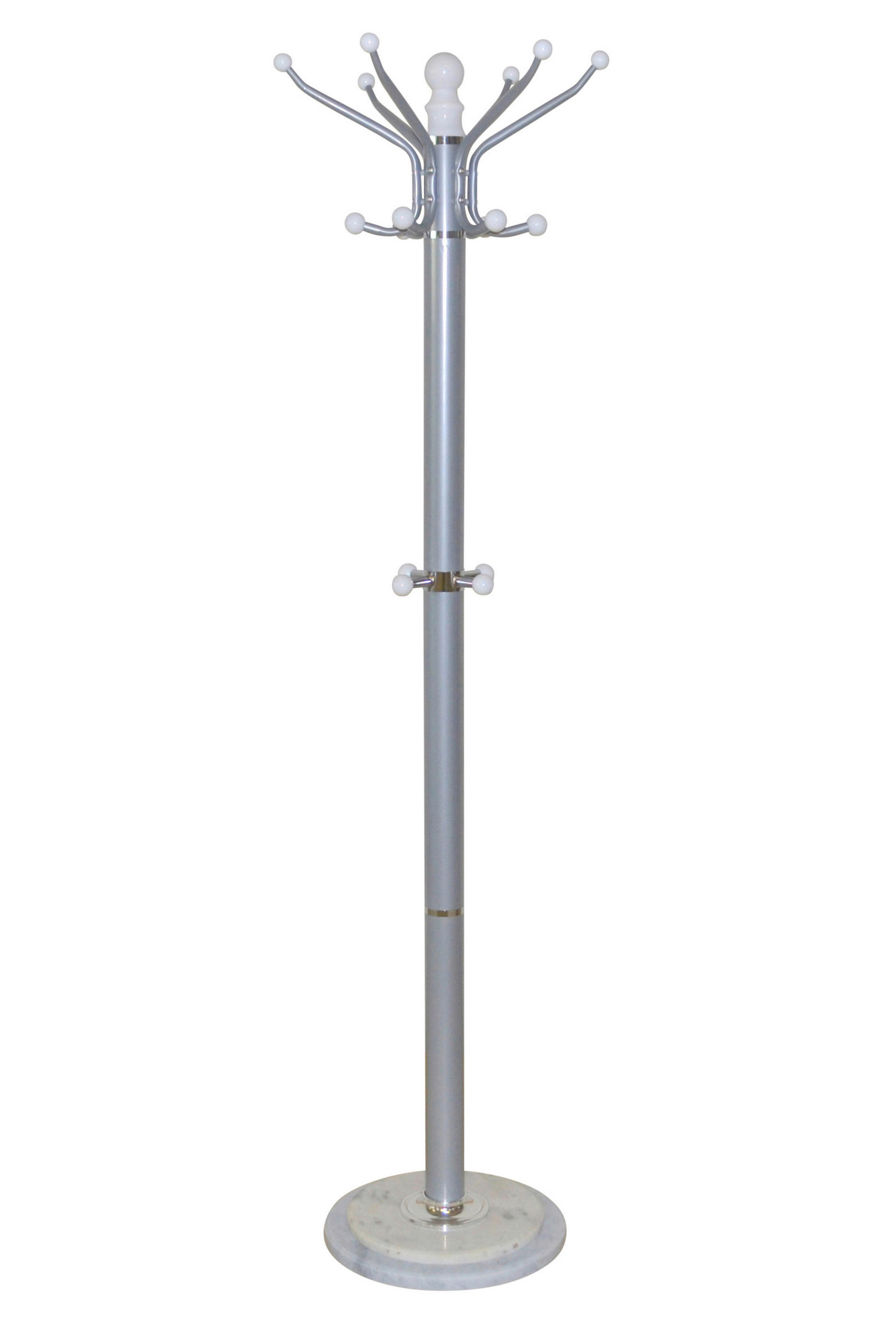 KLEIDERSTÄNDER in Weiß, Alufarben 47/47/176 cm   - Alufarben/Weiß, Design, Stein/Metall (47/47/176cm) - MID.YOU