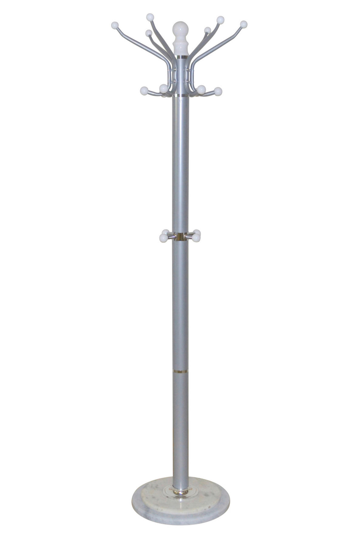 KLEIDERSTÄNDER in Weiß, Alufarben 47/47/176 cm   - Alufarben/Weiß, Design, Stein/Metall (47/47/176cm) - MID.YOU