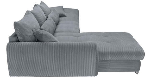 ECKSOFA Dunkelgrau Cord Zierkissen, Rückenkissen, Rücken echt  - Chromfarben/Dunkelgrau, KONVENTIONELL, Textil/Metall (225/335cm) - Carryhome