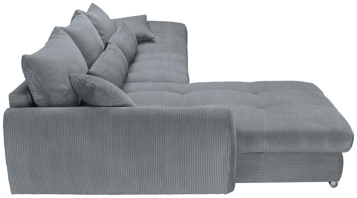 ECKSOFA Dunkelgrau Cord  - Chromfarben/Dunkelgrau, KONVENTIONELL, Textil/Metall (225/335cm) - Carryhome