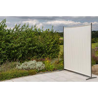 SICHTSCHUTZ - Beige/Silberfarben, KONVENTIONELL, Textil/Metall (155/188/50cm) - Gardenson