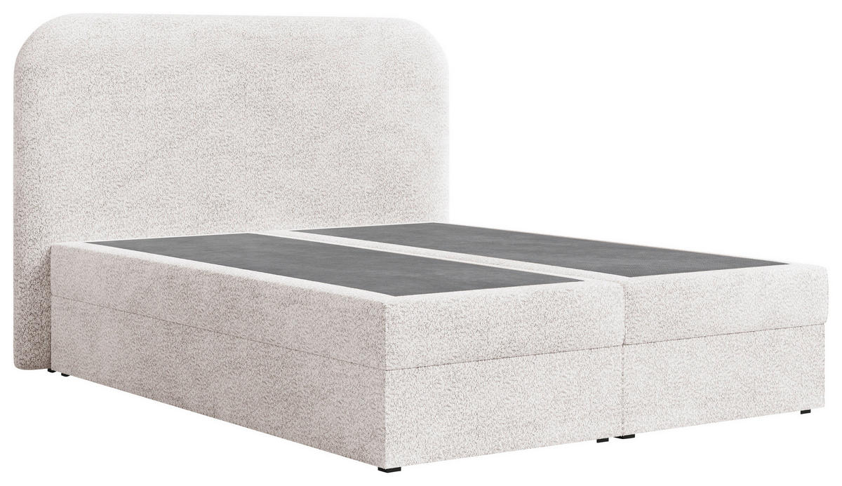 BOXBETT 140/200 cm,  in Elfenbein, Bettkasten, Topper,  - Elfenbein/Schwarz, MODERN, Holz/Kunststoff (140/200cm) - MID.YOU