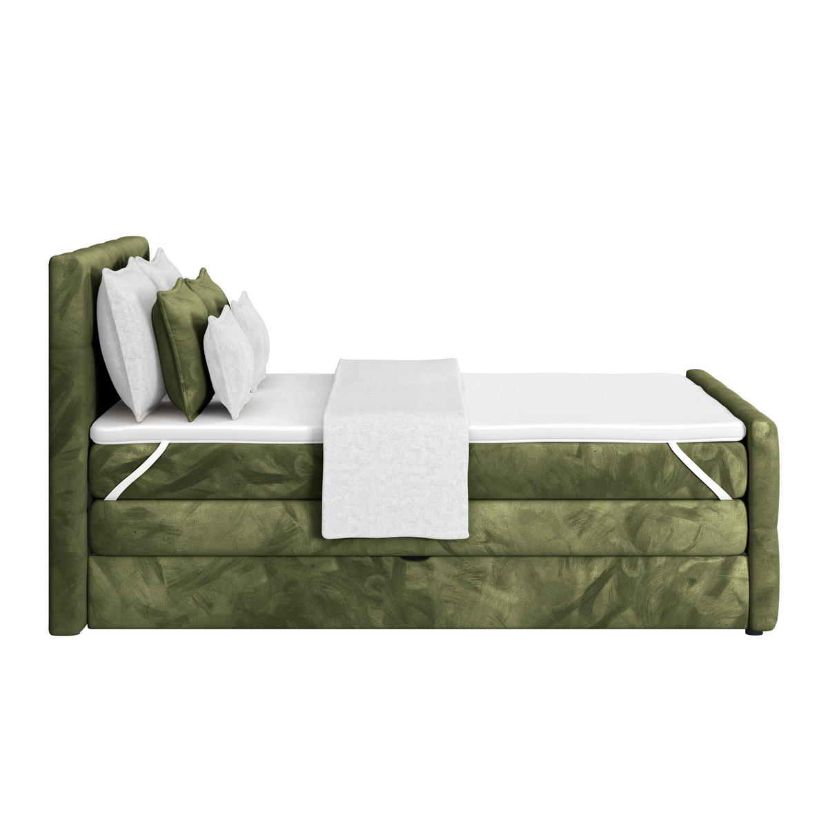 BOXSPRINGBETT 140/200 cm,  in Dunkelgrün, gepolstertes Kopfteil, Bettkasten, Topper, Matratzen, H2 + H2 = mittel  - Dunkelgrün, KONVENTIONELL, Holz/Holzwerkstoff (140/200cm) - Luca Bessoni