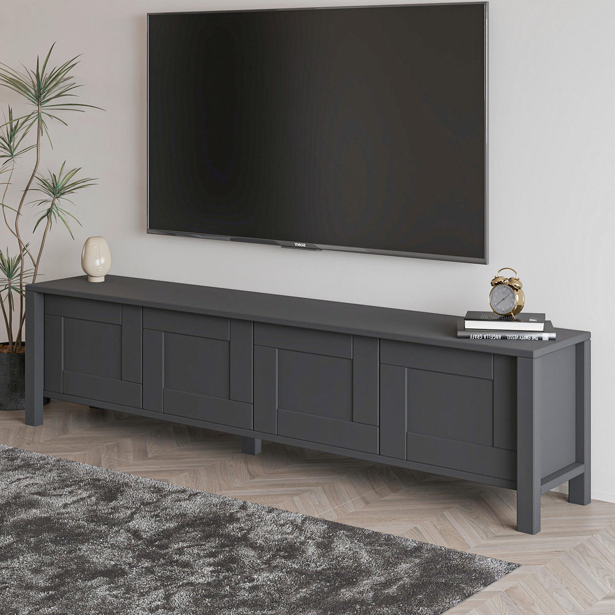 LOWBOARD  in 35/45/160 cm  - Anthrazit, Design, Holzwerkstoff (35/45/160cm) - Livetastic