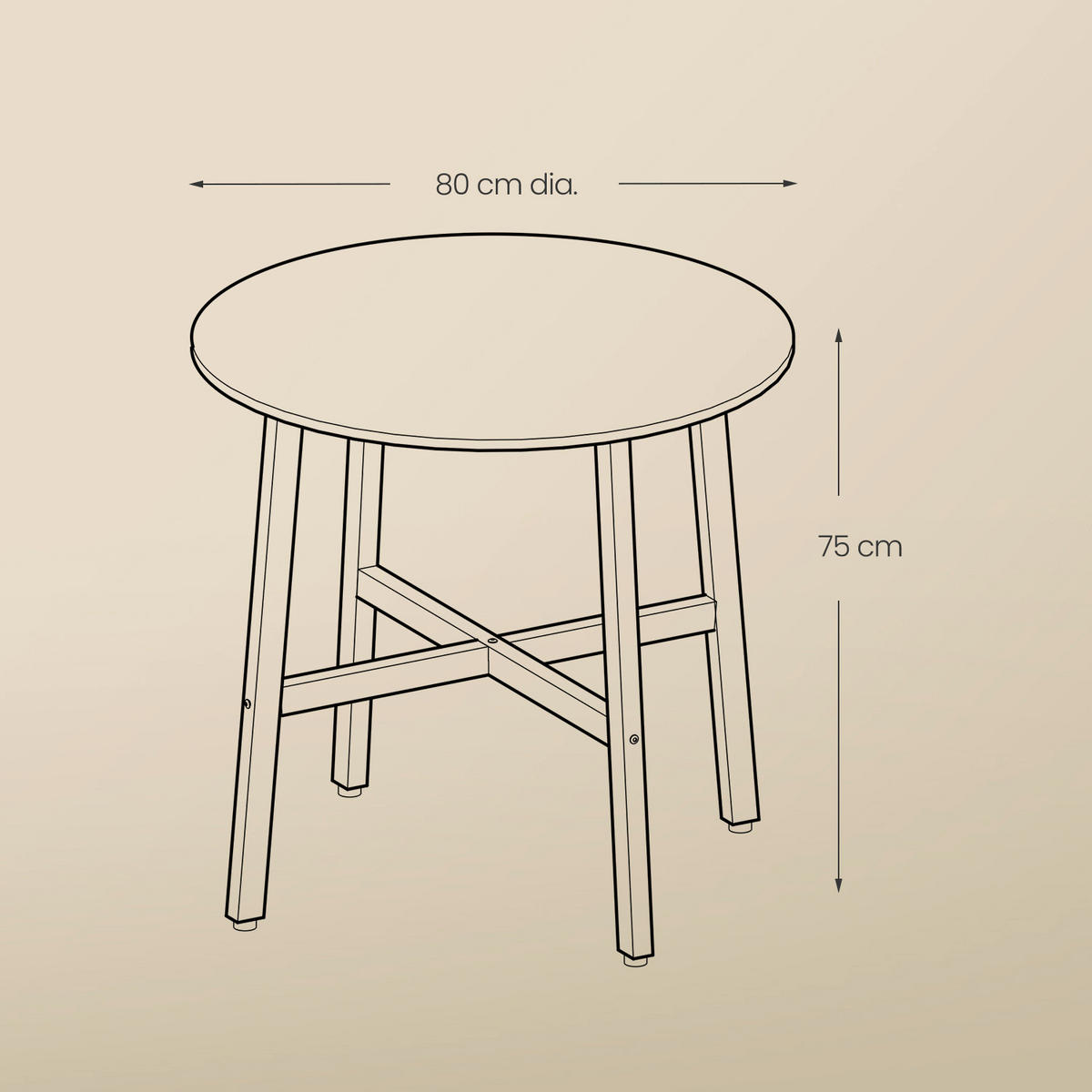 ESSTISCH Braun, Schwarz  - Schwarz/Braun, Trend, Holzwerkstoff/Metall (80/75/80cm) - MID.YOU