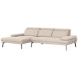 ECKSOFA Ottomane links, Eckteil  More_LZ Sandfarben Webstoff  - Sandfarben/Schwarz, Design, Textil/Metall (188/296cm) - Xora