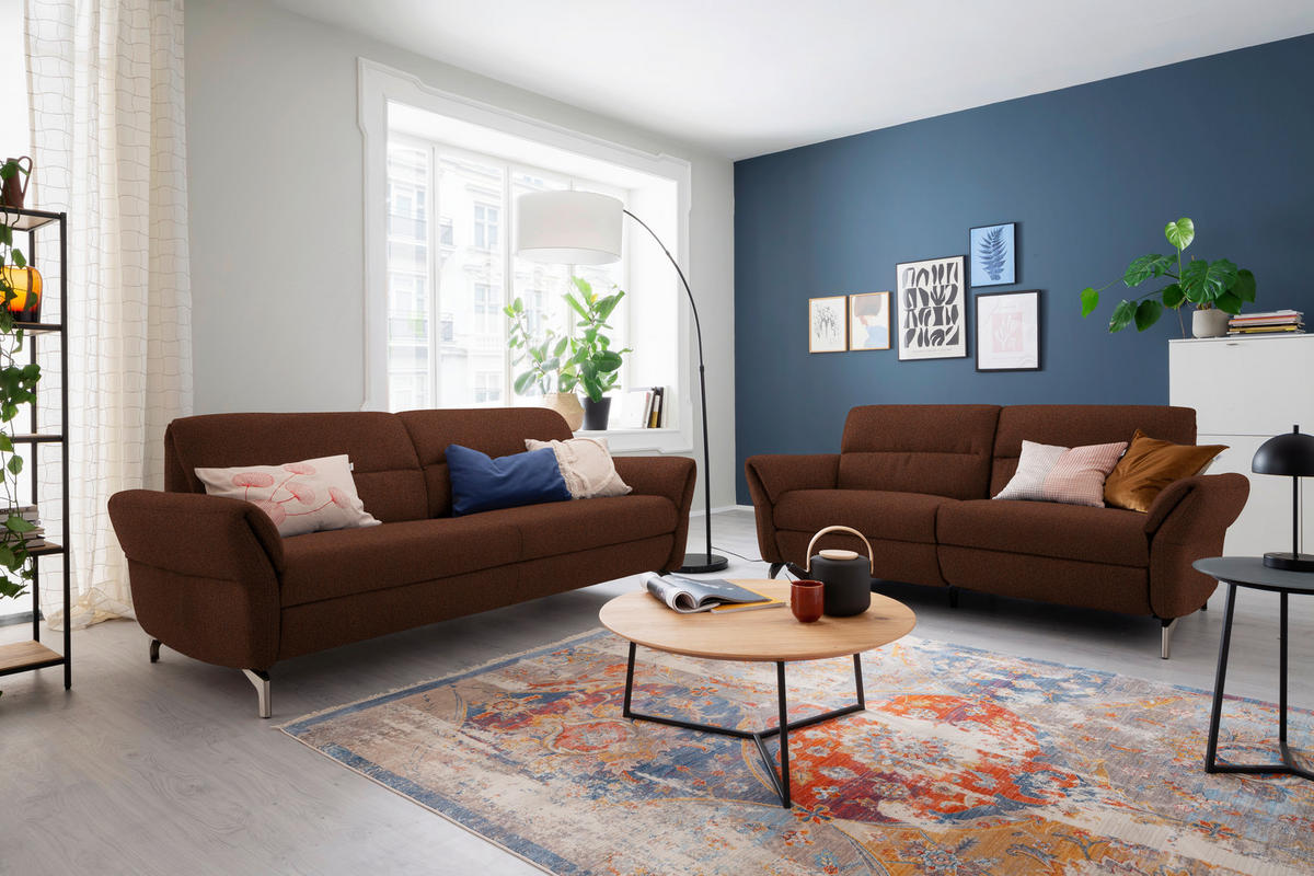 2-SITZER-SOFA in Flachgewebe Kupferfarben  - Nickelfarben/Kupferfarben, Design, Textil/Metall (186/87/100cm) - Schöner Wohnen