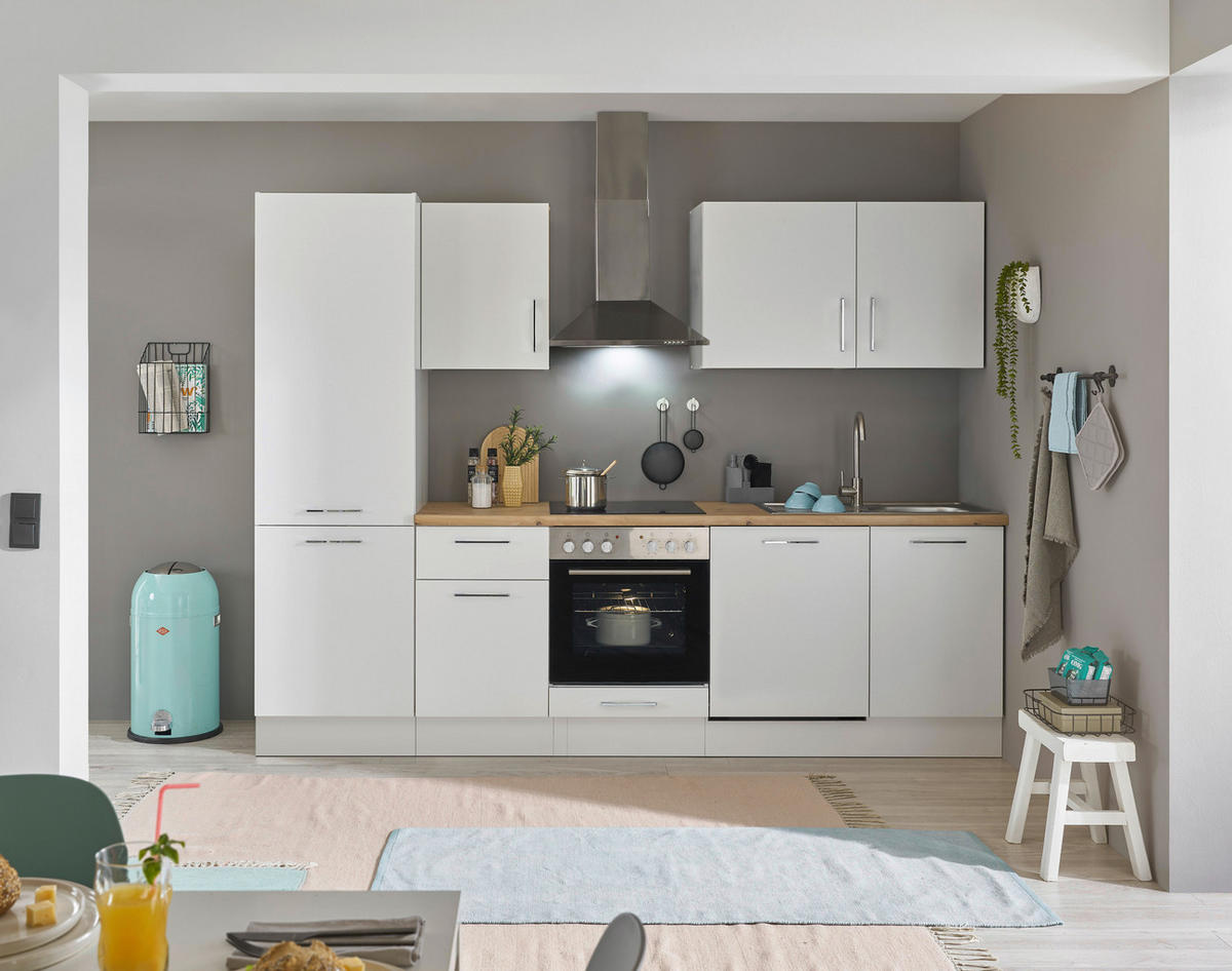 KÜCHENBLOCK 280 cm   in Weiß, Eiche Artisan  - Chromfarben/Weiß, Basics, Holzwerkstoff/Metall (280cm) - MID.YOU