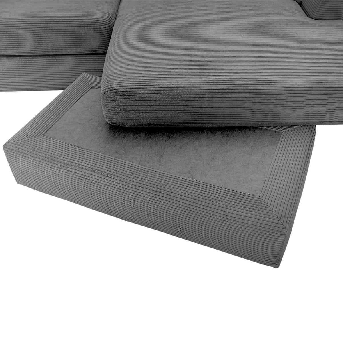 ECKSOFA  in Cord Anthrazit  234/170 cm  - Anthrazit/Schwarz, KONVENTIONELL, Kunststoff/Textil (234/170cm) - Carryhome