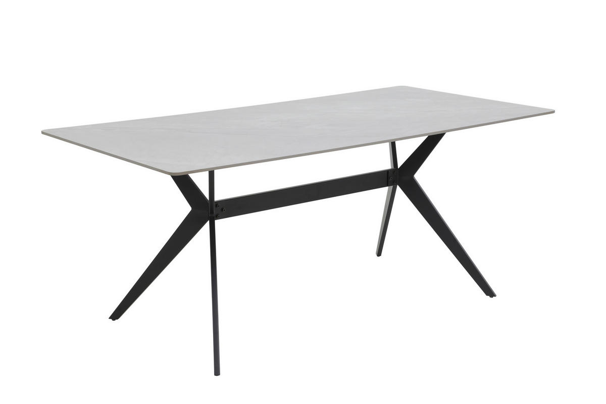 ESSTISCH 90/180/76 cm  Metall, Stein rechteckig Grau, Schwarz  - Schwarz/Grau, MODERN, Stein/Metall (90/180/76cm) - P & B