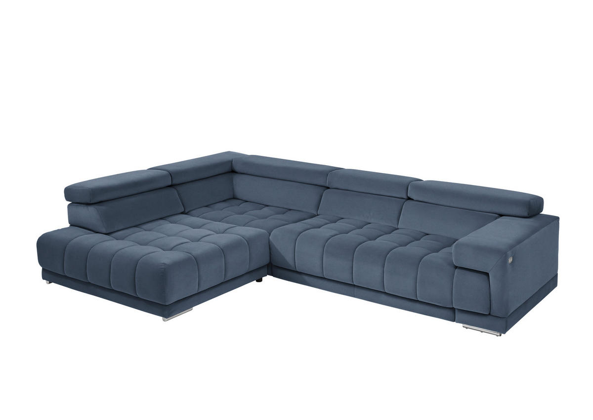 ECKSOFA in Mikrofaser Blau  222/326 cm  - Chromfarben/Blau, Design, Textil/Metall (222/326cm) - Beldomo Speed