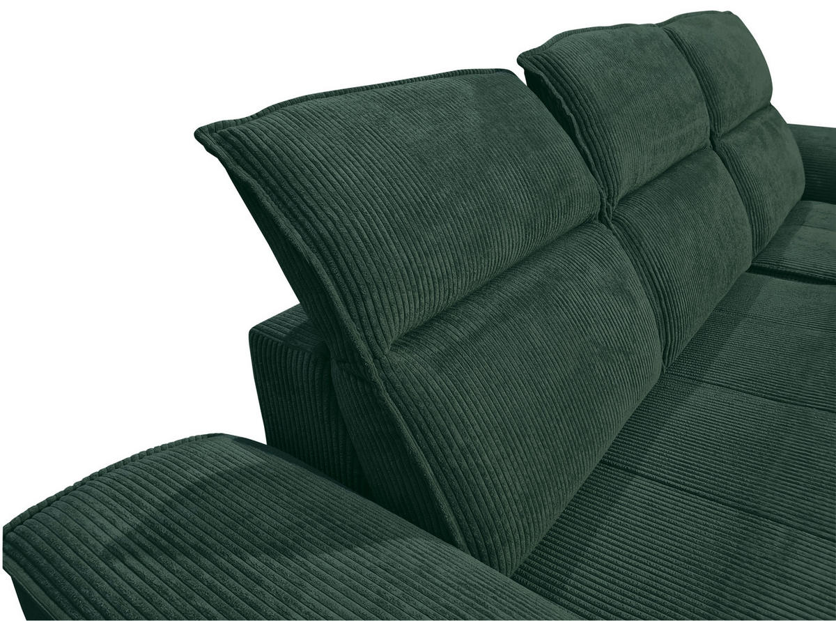 ECKSOFA Dunkelgrün Cord  - Dunkelgrün/Schwarz, KONVENTIONELL, Textil/Metall (290/196cm) - Carryhome