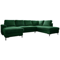 WOHNLANDSCHAFT Smaragdgrün Cord  - Smaragdgrün/Schwarz, Design, Textil/Metall (148/303/197cm) - MID.YOU