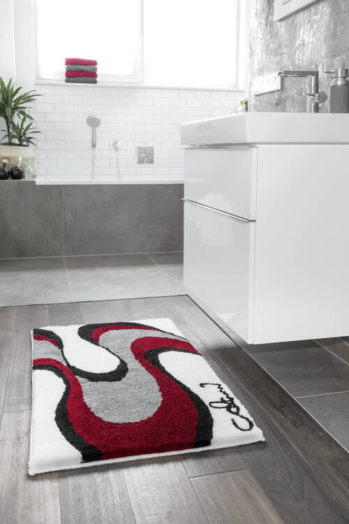 BADTEPPICH Rot, Weiß 70/120 cm  - Rot/Weiß, Basics, Kunststoff/Textil (70/120cm) - Grund
