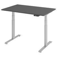 SCHREIBTISCH 140/80/64,5-129,5 cm Graphitfarben, Silberfarben elektrisch höhenverstellbar  - Silberfarben/Graphitfarben, KONVENTIONELL, Holzwerkstoff/Metall (140/80/64,5-129,5cm) - Venda