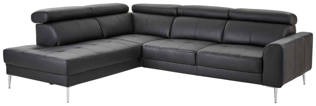 Freisteller von Hom`in ECKSOFA Schwarz Echtleder.