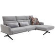 ECKSOFA in Flachgewebe Hellgrau  - Hellgrau/Schwarz, Design, Textil/Metall (259/152cm) - Dieter Knoll