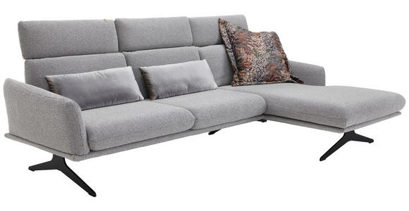 ECKSOFA in Flachgewebe Hellgrau  - Hellgrau/Schwarz, Design, Textil/Metall (259/152cm) - Dieter Knoll